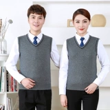 Рабочий шерстяной демисезонный жилет подходит для мужчин и женщин, короткий трикотажный свитер без рукавов, V-образный вырез