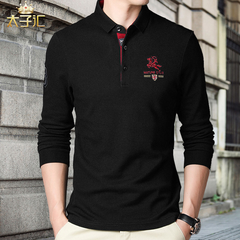 男长袖polo保罗衫翻领纯棉男装带领 太子汇T恤