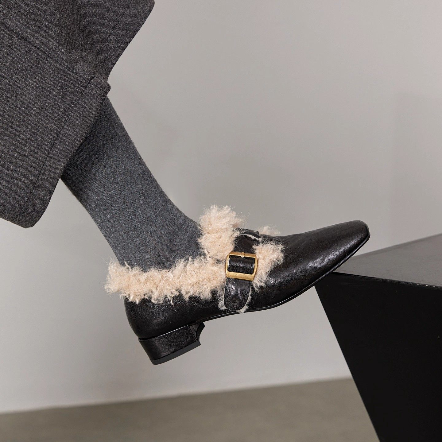 3cm超火系列~时光荏苒秋冬新款真皮单鞋女加绒小皮鞋配裙子毛毛鞋,淘宝优惠券,粉丝福利购,淘宝优惠卷