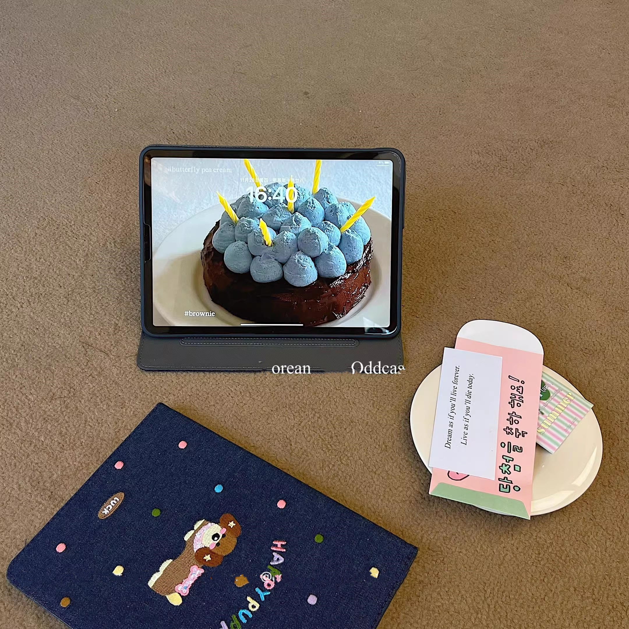 萌宠腊肠狗ipadair6保护套2024平板第十代翻盖书本10.2pro10.5寸牛仔布刺绣mini6苹果迷你7布艺aipaid7/8/9 - 图1