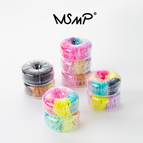 MSMP正品 一次性甜甜圈盒装创意儿童发饰可爱宝宝强拉不断橡皮筋 - 图0