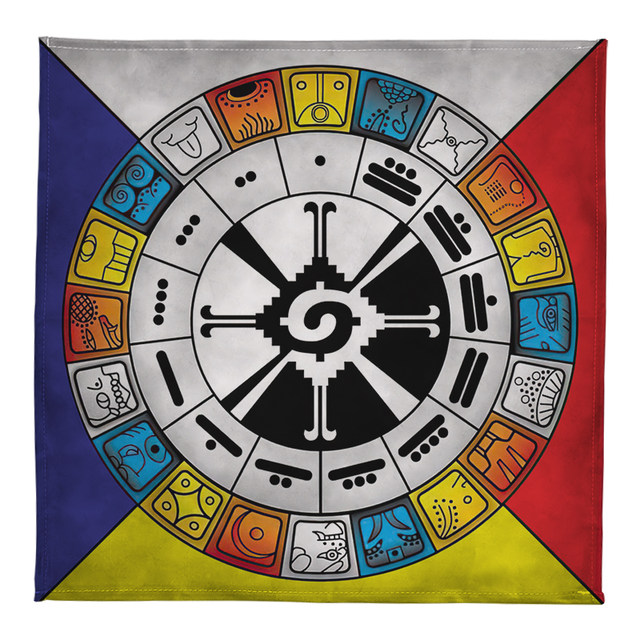 Mayan Calendar Tarot Cards Tablecloth Background Altar Ceremony