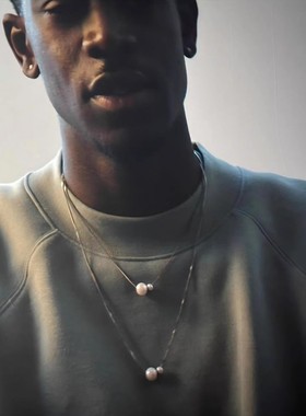 《F1男二同款》双层珍珠项链叠戴高级感2025新款轻奢小众男女同款