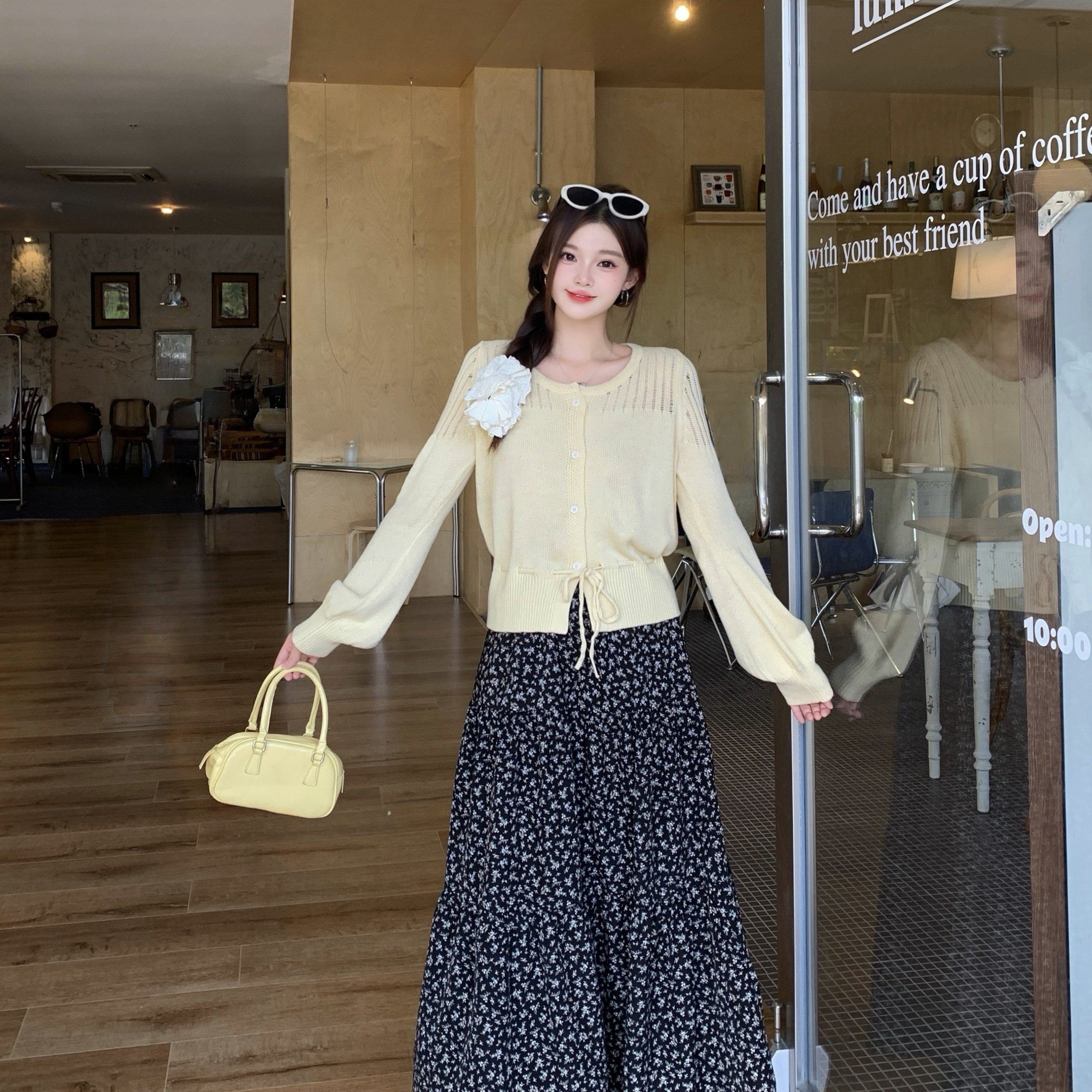 玖月春装新款胖mm大码温柔优雅针织开衫碎花半身裙韩系两件套,淘宝优惠券,粉丝福利购,淘宝优惠卷
