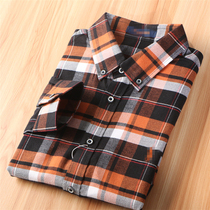 Foreign Trade Cut Mark Tail Single Middle-aged Mens Withdrawal Cabinet Long Sleeve Shirt Spring Autumn Casual Fashion Plaid Bull Stock Break Code Trend