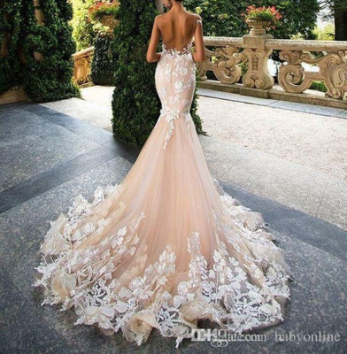 2021礼服新款修身显瘦拖尾蕾丝鱼尾婚纱定制Custom wedding dress