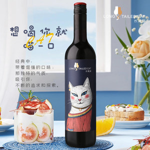 张裕长尾猫半甜红葡萄酒甜酒750ml*2