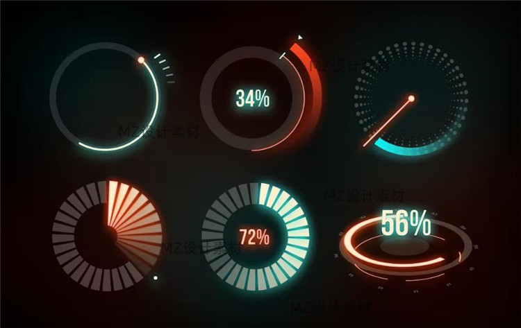 赛博朋克圆形Loading网页加载进度条UI界面图标刷新PSD设计素材 - 图1