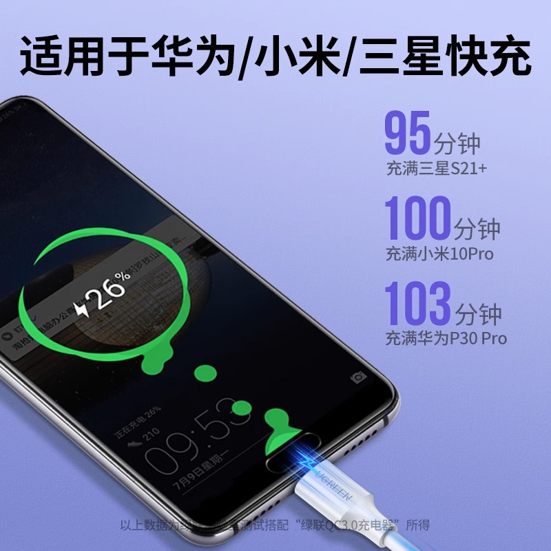 绿联typec数据线iphone15promax充电线tpyec适用华为苹果安卓小米oppo红米vivo手机3a快充华为荣耀超级快充 - 图0