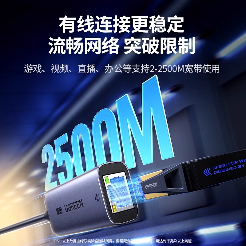 绿联2.5g网卡USB3.0外置网线转接口2500M高速typec千兆免驱动接rj45有线转换器适用于台式机笔记本电脑NAS - 图1