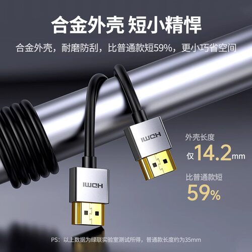 绿联hdmi细软线2.0电脑连接显示器4K超高清数据短便携0.5/1米hdml - 图1