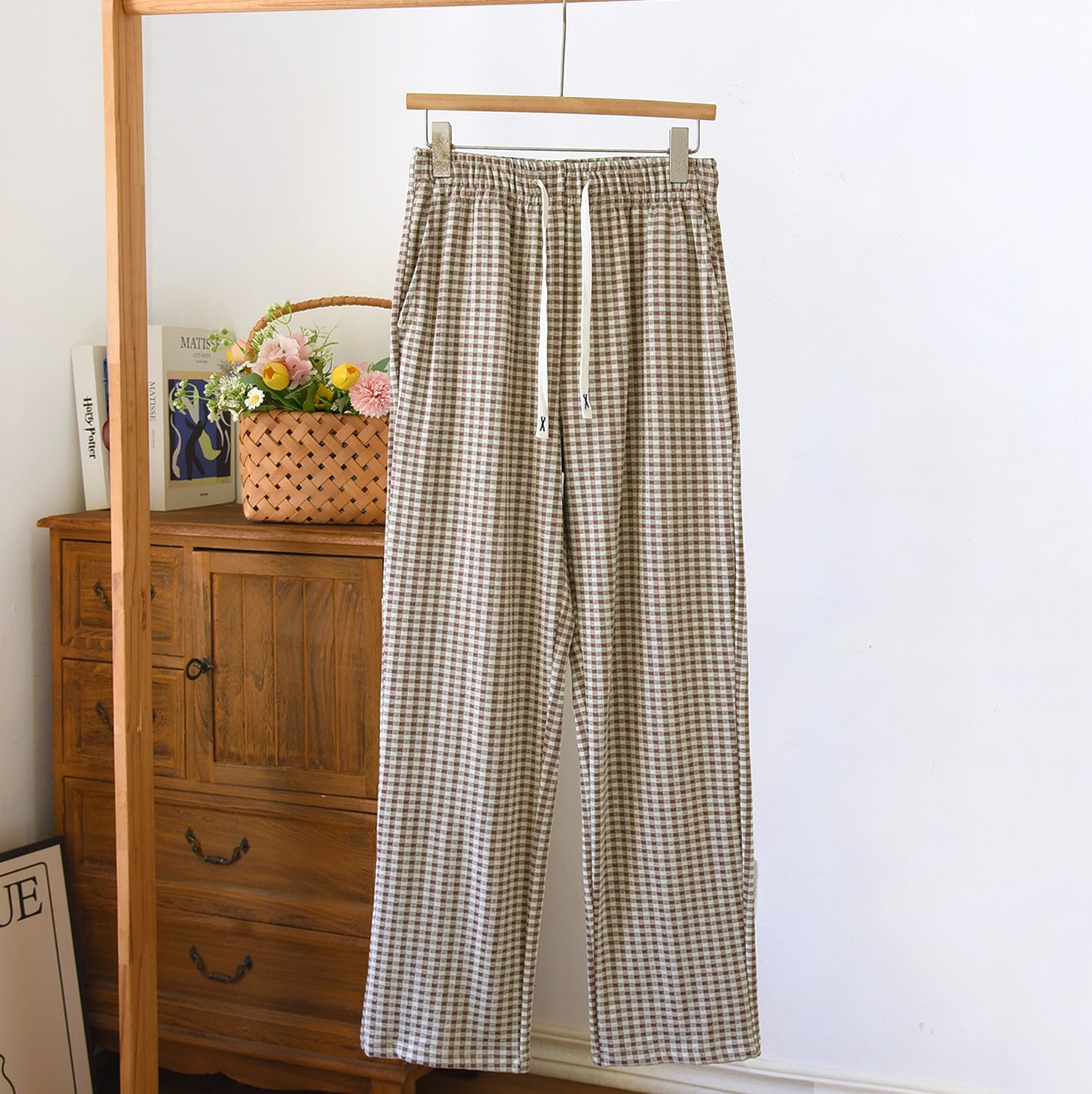 秋冬季睡裤男简约格子保暖德绒带口袋家居裤春秋季宽松直筒长裤,淘宝优惠券,粉丝福利购,淘宝优惠卷