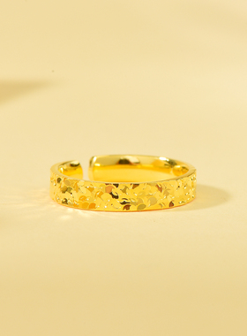 金包银碎碎冰戒指情侣对戒