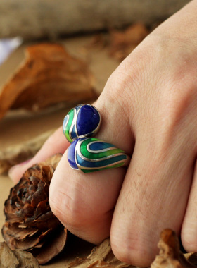 男女款纯银景泰蓝戒指