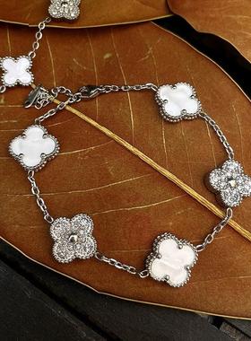 童锦程同款手链男女高级感镶钻钛钢双面15四叶草五花情侣手