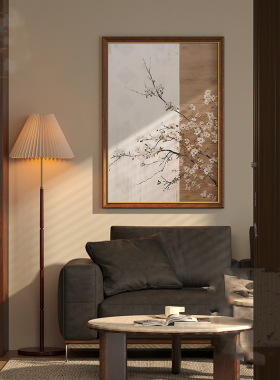 中古风梅花竖版落地装饰画