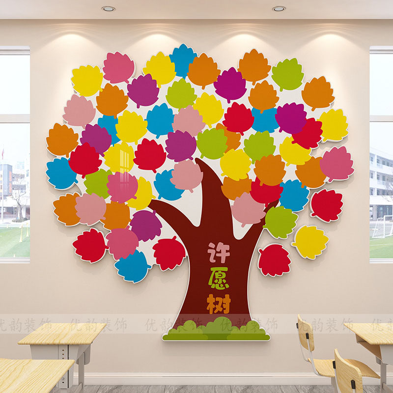梦想树心愿墙班级文化墙贴中小学教室布置幼儿园墙面装饰许愿树,淘宝优惠券,粉丝福利购,淘宝优惠卷