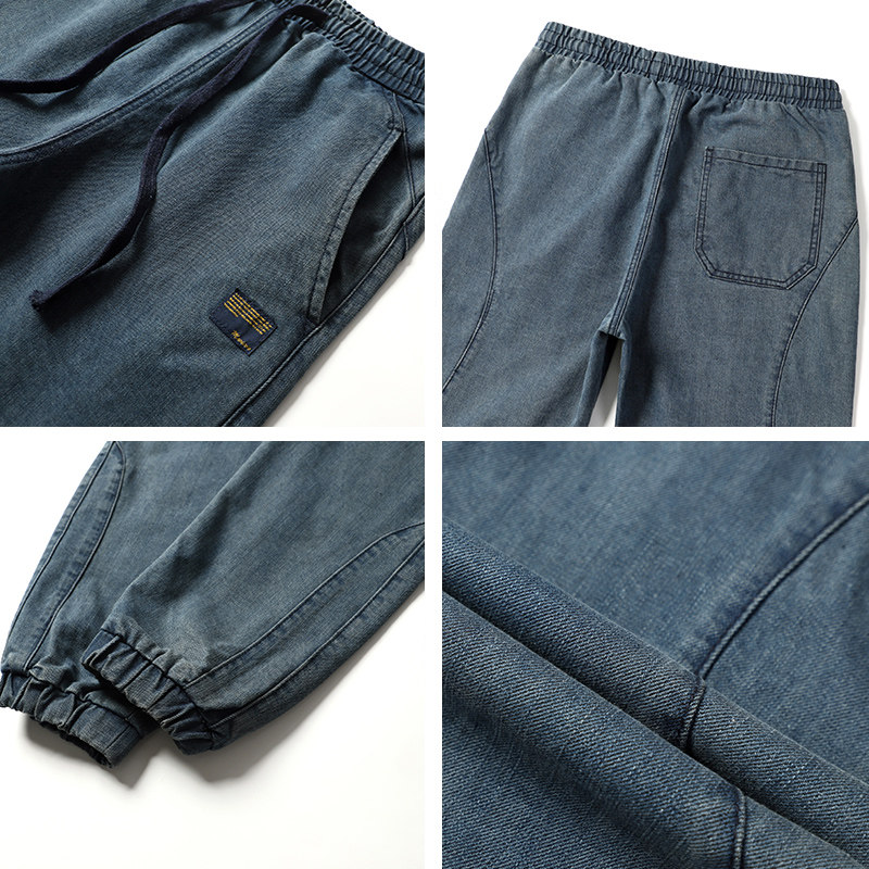 束脚男宽松哈伦裤2020秋季潮男裤子 卡阔牛仔裤