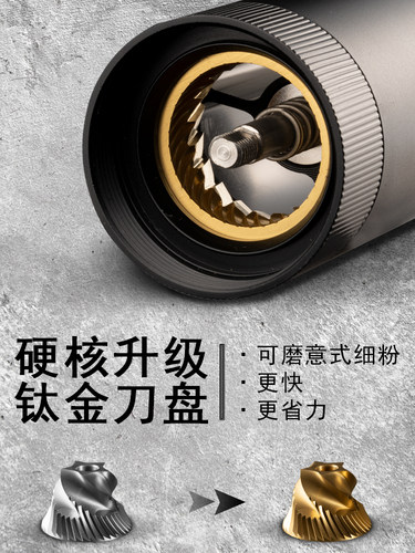 y1鬼刀双轴承手摇磨豆机不锈钢磨刀全合金手磨咖啡研磨器研磨机 - 图1