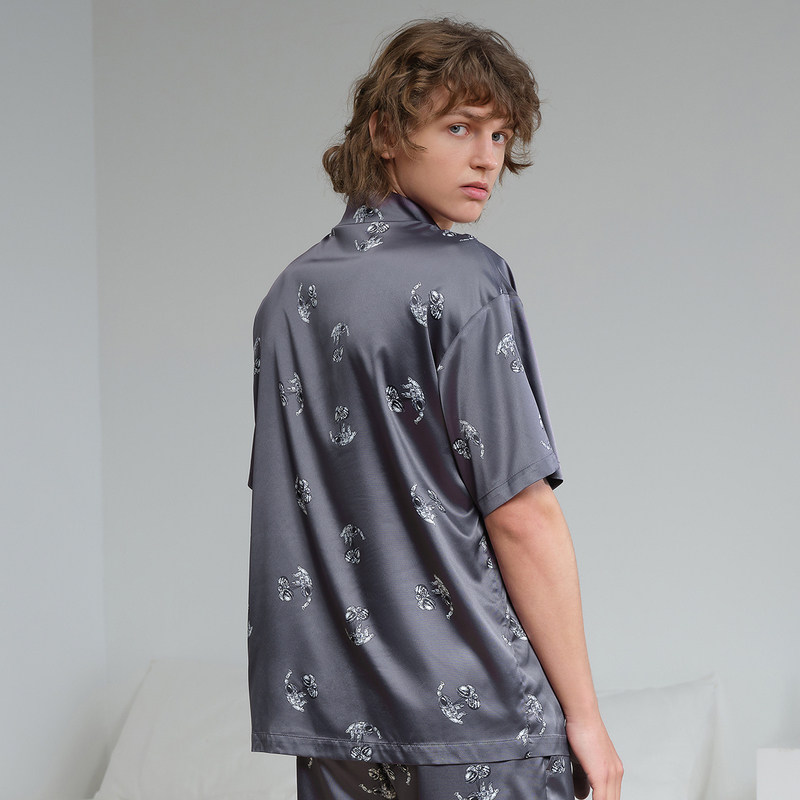 gxg夏季男冰丝仿真丝短袖可爱睡衣 gxg内衣睡衣/家居服套装
