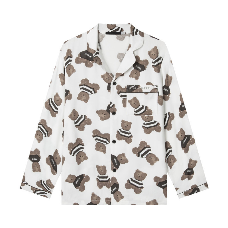 gxg男士夏天粘纤卡通熊长袖秋睡衣 gxg内衣睡衣/家居服套装