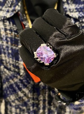 【K社制造】复古冰糖椭圆海蓝宝石戒指轻奢彩钻冷淡风指环潮