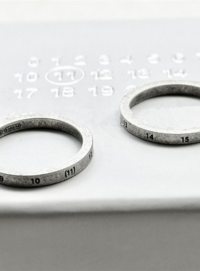 极简小众数字造型复古做旧银窄款情侣戒指细指环叠戴组合对戒