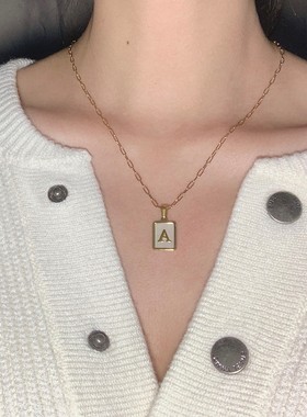 abs钛钢情侣方块字母项链