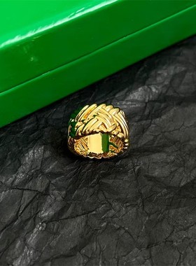 【K社制造】高级时尚编织指环男女同款宽款窄版几何交叉纹理戒指