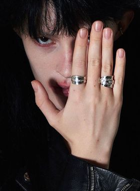 【K社制造】勺子戒指镀白金开口调节简约爱心勺戒指