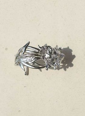 新款繁华缠绕轻奢小众花卉交叠手镯精致独特百搭小众设计开口可调