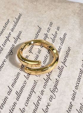 【K社制造】几何形状高级大气冷淡风曲线开口指环时髦欧美范戒指