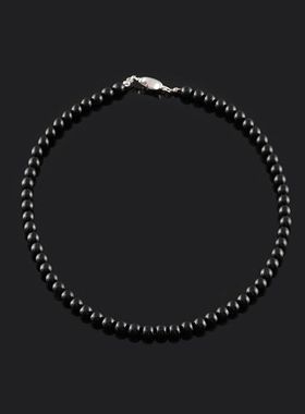 博主fever黑色玛瑙项链冷淡风颈链韩系锁骨链简约手工串珠项饰