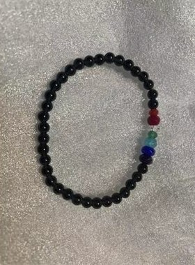 K社制造GD权志龙ins同款手链黑曜石多色珠手链
