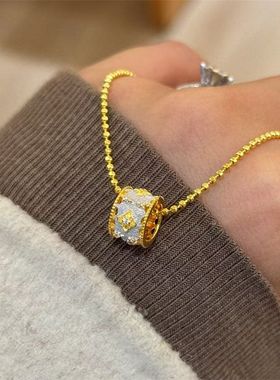 【K社制造】S925纯银复古万花筒四叶草圆珠链项链拉丝法式高级感