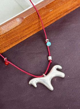 日韩精致马吊坠可调节项链长款小众轻奢设计感时尚女高级感配饰饰