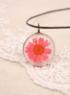 GD同款权志龙小雏菊吊坠锁骨链 太阳花菊花项链 晶菊小清新毛衣链