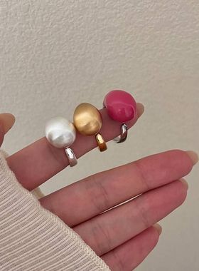 小众设计珐琅滴釉开口戒指女 欧美ins时尚个性高级感指环