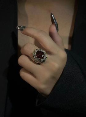 【K社制造】高级芬达石花朵戒指 富贵气质单品 铜分色电镀开口