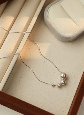 925银项链 fever博主同款珍珠锁骨链精致百搭轻奢高级感颈链