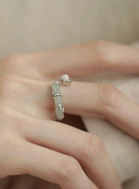 【K社制造】S925纯银戒指女小众设计竹节指环