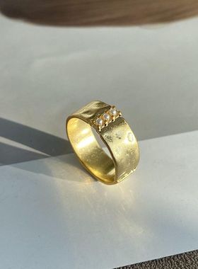 【K社制造】复古三颗珍珠开口戒指女小众设计清冷风高级指环食指