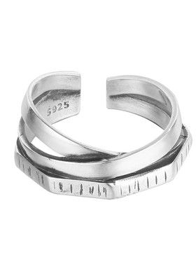 戒指几何开口复古做旧