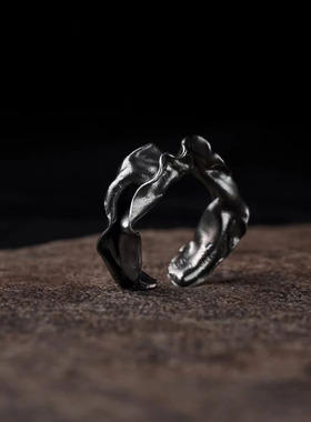 独特设计可爱个性潮小银耳卷王男女戒指烧白工艺精致立体高级手饰