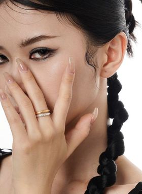 简约时尚中性唐草纹戒指男女通用S925纯银小众设计感可叠戴