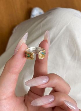 「羽化仙」珐琅描金国风新中式轻奢小众戒指