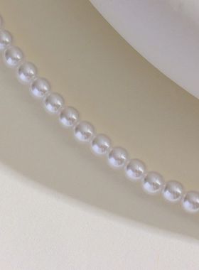 韩代fever同款6MM珍珠项链轻奢法式复古锁骨链百搭气质珍珠脖颈链