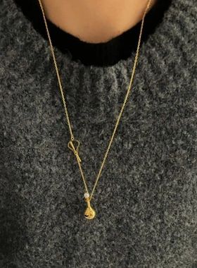 fever同款银色酒壶项链小众设计款ins气质长款吊坠轻奢简约饰品