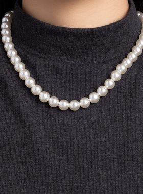 【K社制造】韩国博主同款珍珠项链秋冬毛衣链气质简约锁骨链女