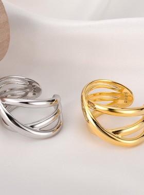 开口编织戒指食指几何